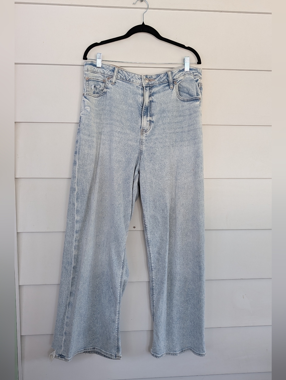 American Eagle Dreamy Drape Stretch High-Waisted Baggy Jeans, 16 R
